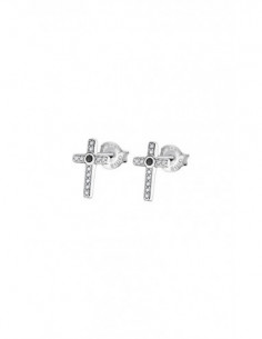Pendientes Lotus LP1943-4/1 fabricados en plata 925 con forma de cruz, circonitas transparentes y negras.