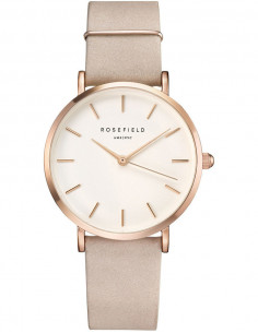 Rosefield The West Village color oro rosa, blanco y correa en piel nobuk rosa WSPR-W73