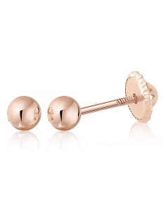 Pendientes en oro rosa 18k con forma de bola