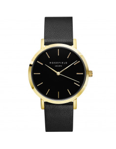 Reloj Rosefield the Gramercy en dorado, negro y correa de piel negra GBBLG-G36