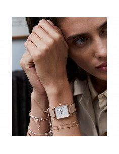 Reloj ROSEFIELD The boxy rosado y piel rosa QWPR-Q11 2