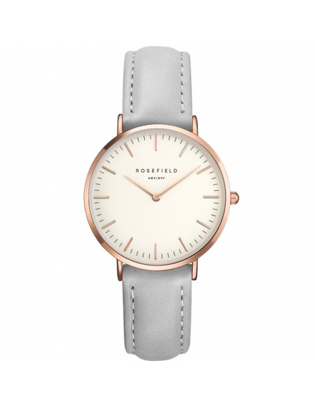 Reloj ROSEFIELD The Tribeca rosado y piel gris TWGR-T57