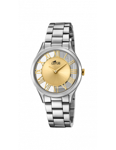 Reloj Lotus Trendy 18395/2 en plateado con dial dorado y transparente