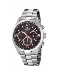 Reloj de hombre Lotus Minimalist multifunción 18152/8 con dial negro y detalles en rosado