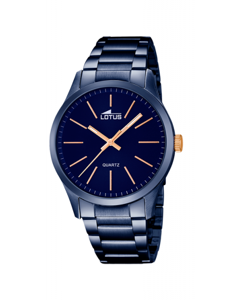 Reloj de hombre Lotus Minimalist 18163/2 azul en con índices y agujas en oro rosa