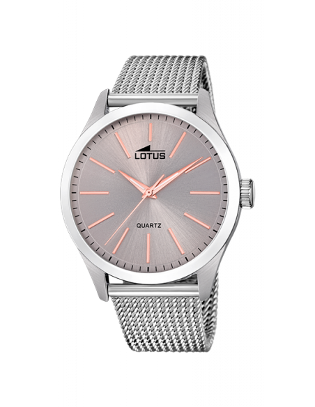 Reloj de hombre Lotus Minimalist 18570/3 gris con índices y agujas en rosado