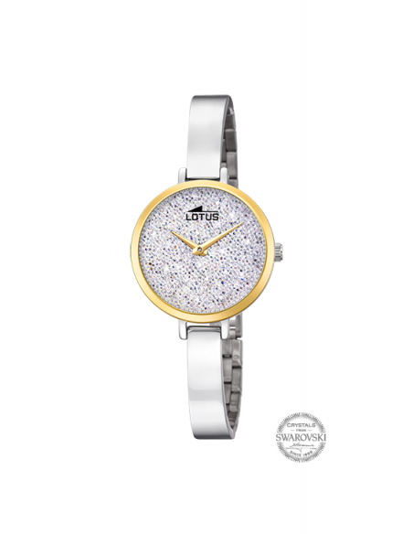 Reloj de mujer Lotus Bliss 18562/1 con dial gris con cristales Swarovski y bisel dorado