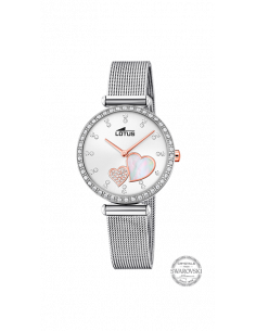 Reloj de mujer Lotus Bliss 18616/1 blanco con cristales Swarovski y bisel con ciroconitas