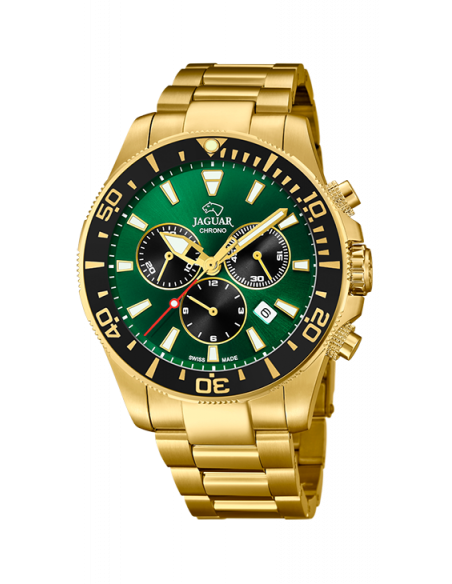 Reloj Jaguar J864/1 Executive en dorado, bisel negro y dial verde