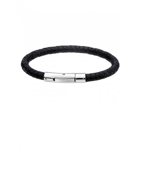 Pulsera de hombre Lotus Style men basic en cuero negro y acero LS1119-2/1