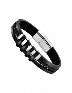 Pulsera Lotus Style urban man en cuero y acero LS1838-2/1 - Ses nines