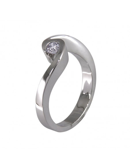 Solitario de diamantes y oro blanco 18k Wave - Joyería Ses Nines
