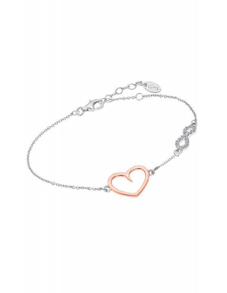 Collar infinito y corazón en plata y rosado con circonitas LP1819-2/2
