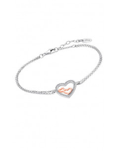 Pulsera doble de plata Lotus LP1856-2/1 corazones plateado rosado