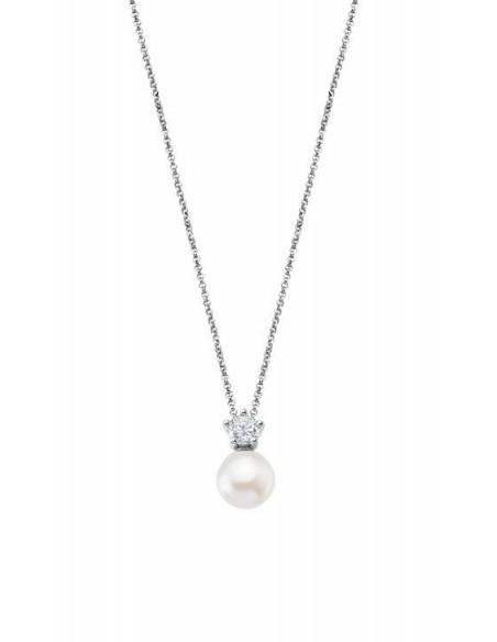 Collar plata con perla y circonita 5 garras Lotus LP1800-1/1 - Ses Nines
