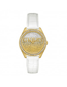 Reloj Guess Glitter Girl W0823L9 dorado con Swarovski® y piel blanca