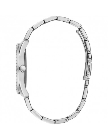 Reloj Guess G Twist para mujer en acero plateado con esfera pavé de cristales Swarovski® multicolor y correa armis. WR30.