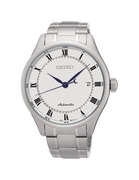 Reloj de hombre Seiko SRP767K1 Neo Classic, mecanismo automático con dial blanco, cristal Hardlex y correa armis.
